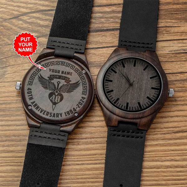 Personalized Bon Jovi Engraved Wooden Watch - GNE 411