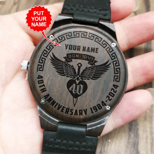 Personalized Bon Jovi Engraved Wooden Watch - GNE 411