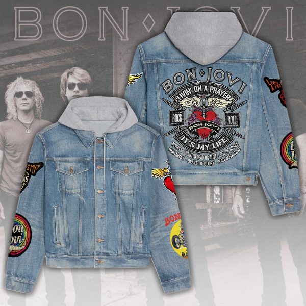 Bon Jovi Women's Denim Hood Jacket - MAITM 6729