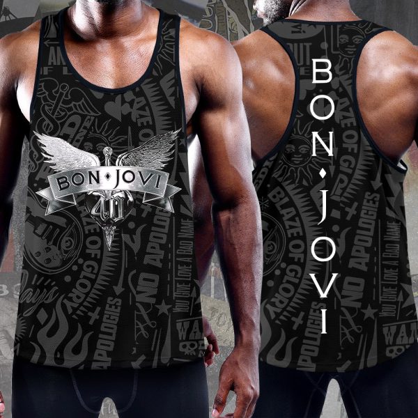 Bon Jovi Y-Back Muscle Tank Top - TANTN 6333