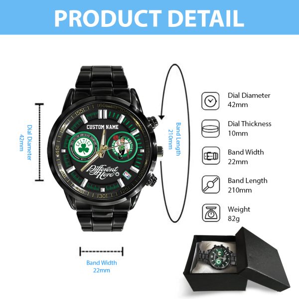 Personalized Boston Celtics Black Stainless Steel Watch - TANTN 6673