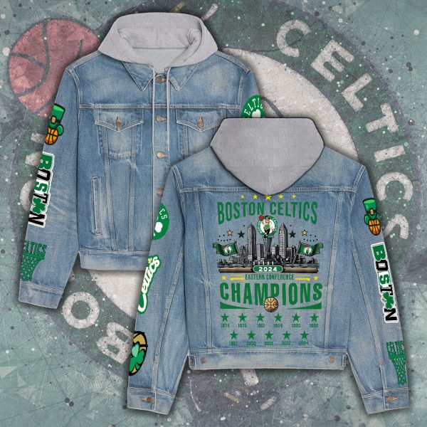 Boston Celtics Women's Denim Hood Jacket - ANHNV 4648