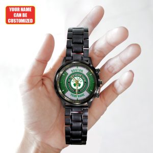 Personalized Boston Celtics Black Stainless Steel Watch - TANTN 6704