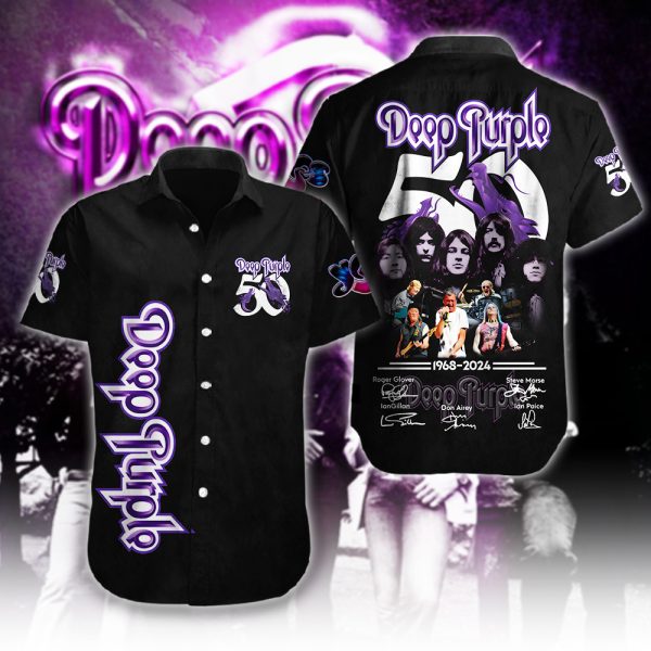 Deep Purple Short Sleeve Dress Shirt - HUANNM 5069.2