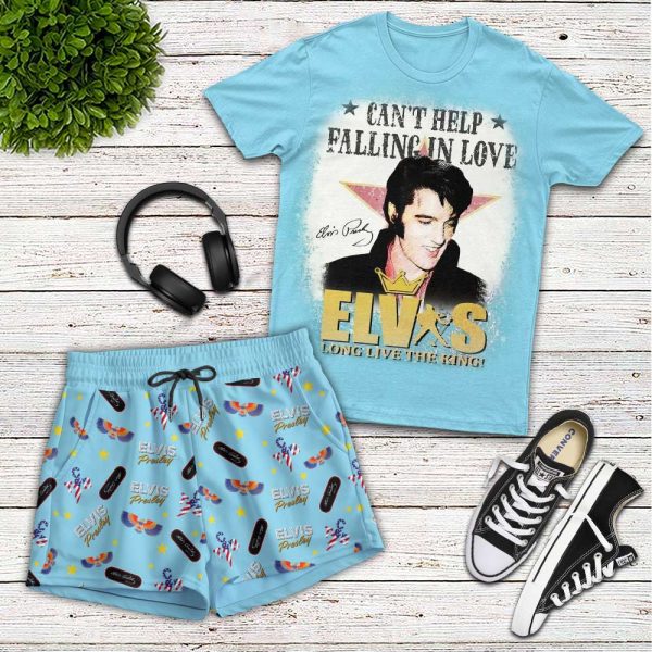 Elvis Presley Women O-Neck T-Shirt & Casual Shorts Set - VANDH 2871