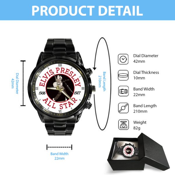 Elvis Presley Black Stainless Steel Watch - GNE 399