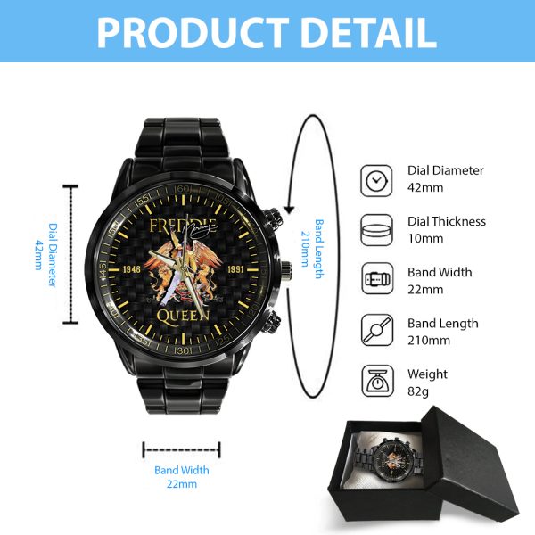 Freddie Mercury Black Stainless Steel Watch - MAITM 6640