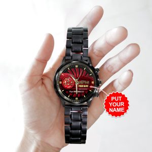 Personalized Kansas City Chiefs Black Stainless Steel Watch - HUANNM 4882