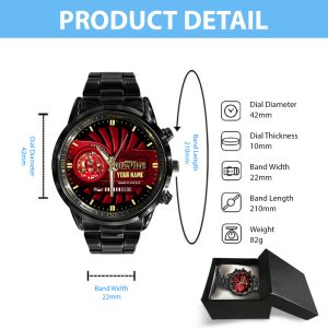 Personalized Kansas City Chiefs Black Stainless Steel Watch - HUANNM 4882