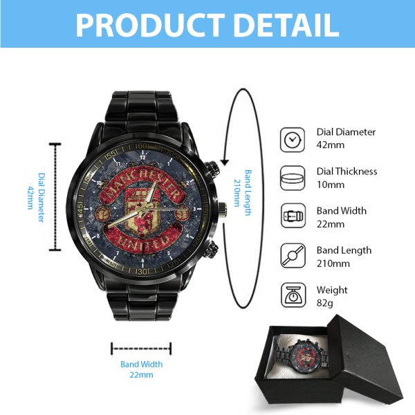 Manchester United Black Stainless Steel Watch - HOATT 4983