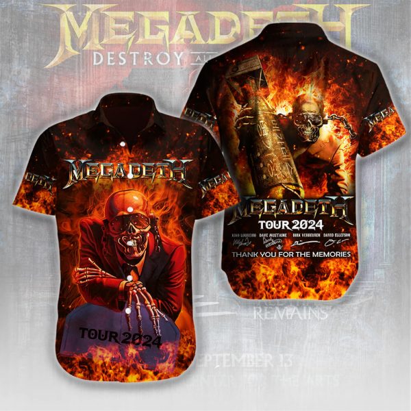 Megadeth Band Short Sleeve Dress Shirt - HUANNM 4817