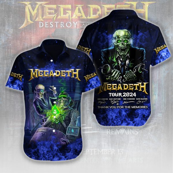 Megadeth Band Short Sleeve Dress Shirt - HUANNM 5146