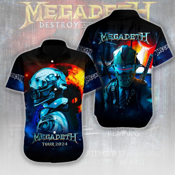 Megadeth Band Short Sleeve Dress Shirt - HUANNM 5147