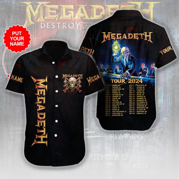 Personalized Megadeth Band Short Sleeve Dress Shirt - HUANNM 5017