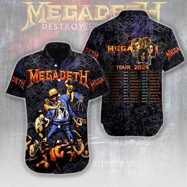 Megadeth Band Short Sleeve Dress Shirt - HUANNM 5041