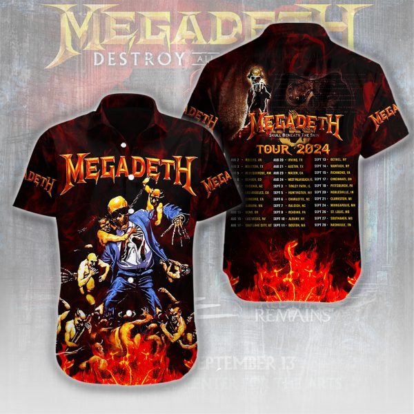 Megadeth Band Short Sleeve Dress Shirt - HUANNM 5106.1