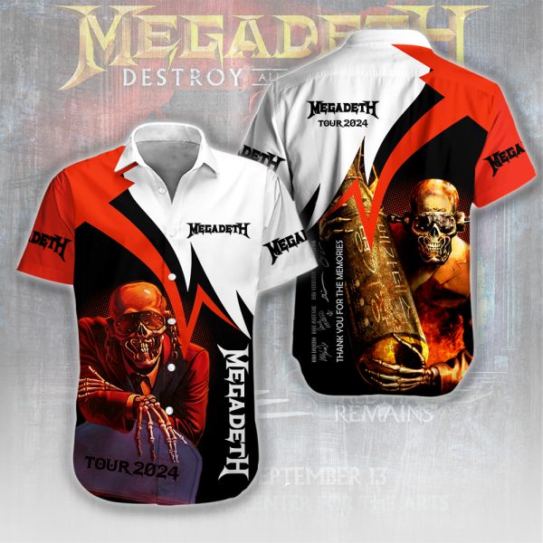 Megadeth Band Short Sleeve Dress Shirt - HUANNM 5179