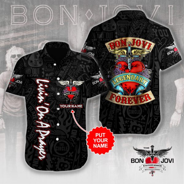 Personalized Bon Jovi Short Sleeve Dress Shirt - HUANNM 4940.1