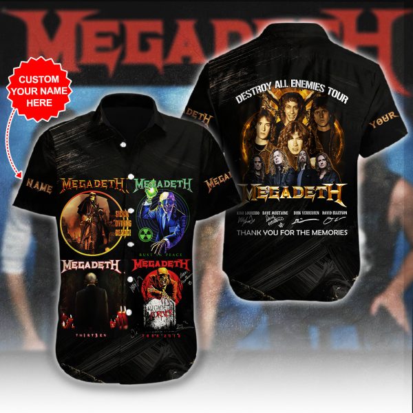 Personalized Megadeth Band Short Sleeve Dress Shirt - HUANNM 4902