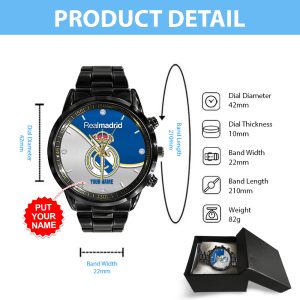 Personalized Real Madrid CF Black Stainless Steel Watch - ANHNV 4498