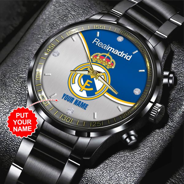 Personalized Real Madrid CF Black Stainless Steel Watch - ANHNV 4498