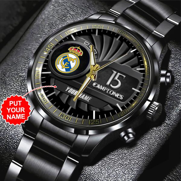 Personalized Real Madrid CF Black Stainless Steel Watch - ANHNV 4499