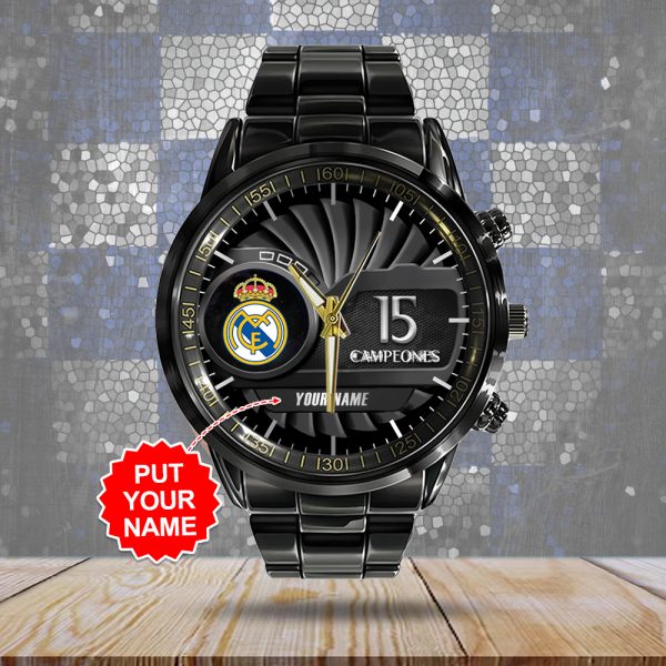 Personalized Real Madrid CF Black Stainless Steel Watch - ANHNV 4499