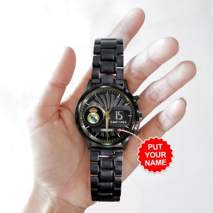 Personalized Real Madrid CF Black Stainless Steel Watch - ANHNV 4499