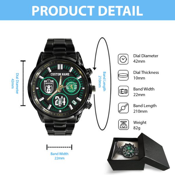 Personalized Sporting CP Black Stainless Steel Watch - TANTN 6554