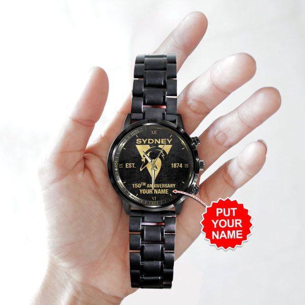 Personalized Sydney Swans Black Stainless Steel Watch - HUANNM 5034