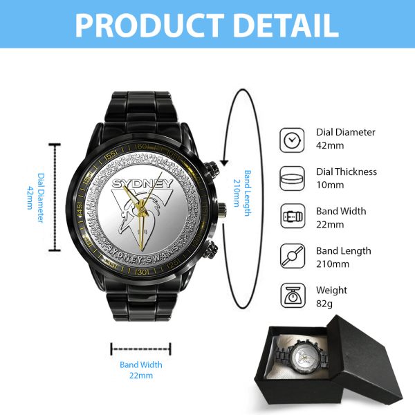 Sydney Swans Black Stainless Steel Watch - TANTN 6379