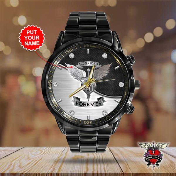 Personalized Bon Jovi Black Stainless Steel Watch - HOATT 5136