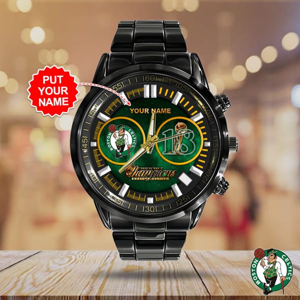 Personalized Boston Celtics Black Stainless Steel Watch - HOATT 5294