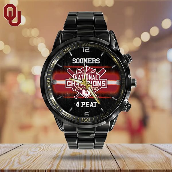 Oklahoma Sooners Women's Softball Black Stainless Steel Watch - HOATT 5169