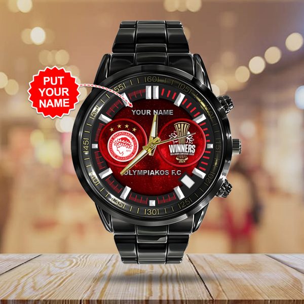 Personalized Olympiakos F.C. Black Stainless Steel Watch - HOATT 5074