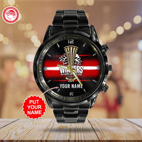 Personalized Olympiakos F.C. Black Stainless Steel Watch - HOATT 5080