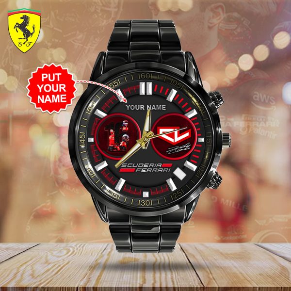 Personalized Scuderia Ferrari x Charles Leclerc Black Stainless Steel Watch - HOATT 5125