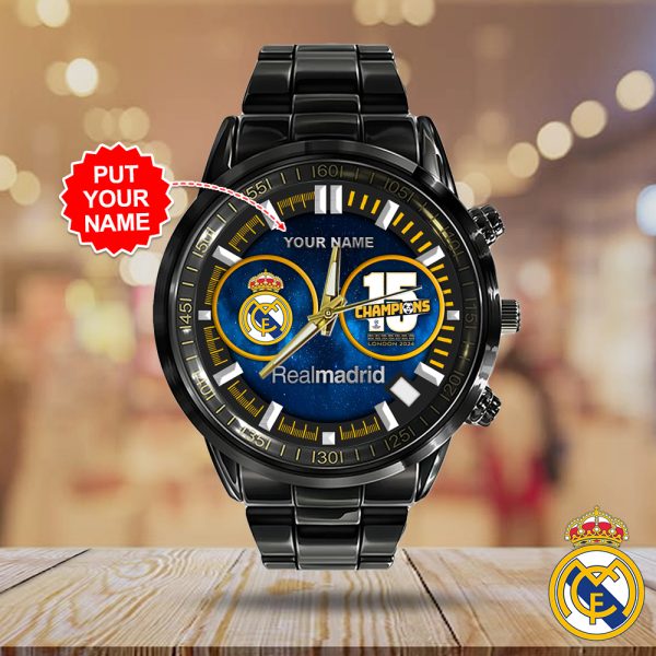 Personalized Real Madrid CF Black Stainless Steel Watch - HOATT 6064