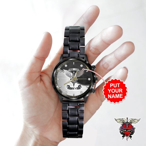 Personalized Bon Jovi Black Stainless Steel Watch - HOATT 5136