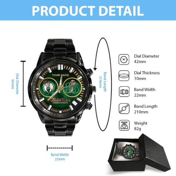 Personalized Boston Celtics Black Stainless Steel Watch - HOATT 5294