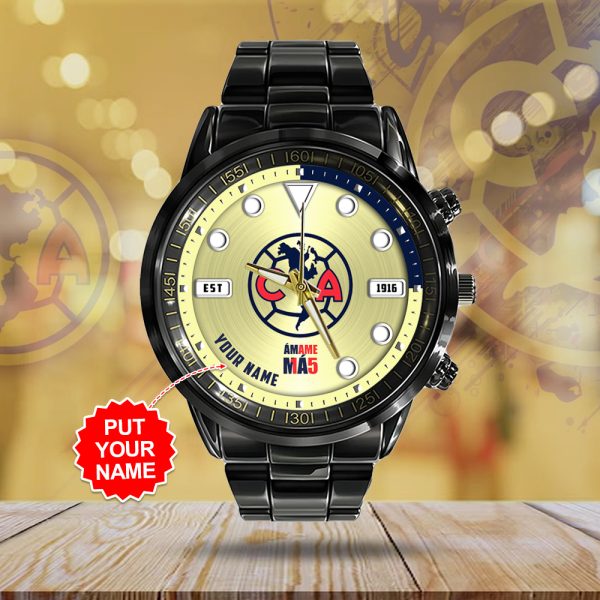 Personalized Club América Black Stainless Steel Watch - MAITM 6915