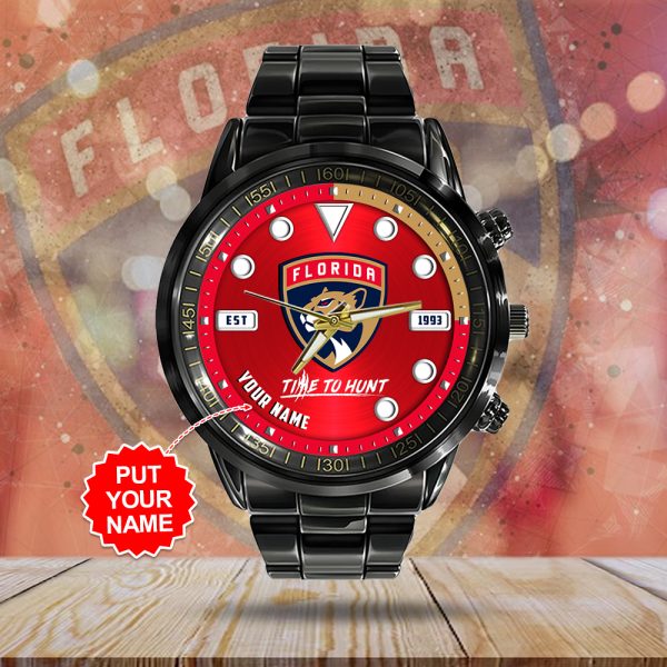 Personalized Florida Panthers Black Stainless Steel Watch - MAITM 7173