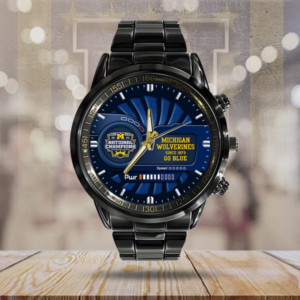 Michigan Wolverines Football Black Stainless Steel Watch - MAITM 7064.1