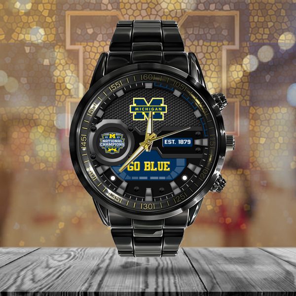 Michigan Wolverines Football Black Stainless Steel Watch - MAITM 7065