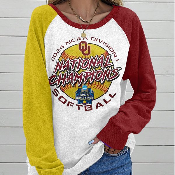 Oklahoma Sooners Women’s Softball Round Neck Raglan Sleeve Sweatshirt – MAITM 6988