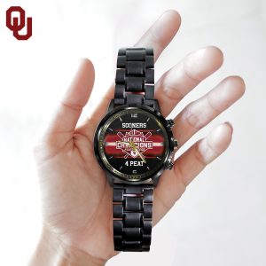 Oklahoma Sooners Women's Softball Black Stainless Steel Watch - HOATT 5169