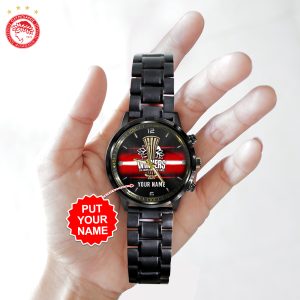 Personalized Olympiakos F.C. Black Stainless Steel Watch - HOATT 5080