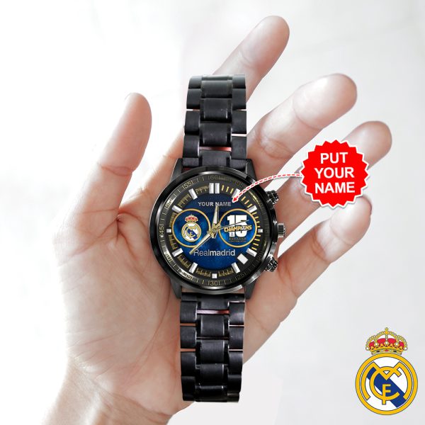 Personalized Real Madrid CF Black Stainless Steel Watch - HOATT 6064