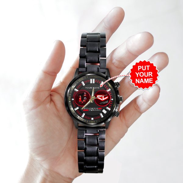 Personalized Scuderia Ferrari x Charles Leclerc Black Stainless Steel Watch - HOATT 5125