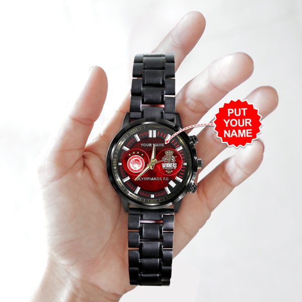 Personalized Olympiakos F.C. Black Stainless Steel Watch - HOATT 5074